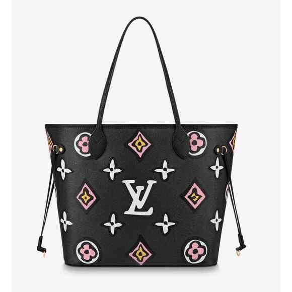 Louis Vuitton Neverfull MM Wild At Heart Black White Tote Handle Shoulder Bag - Picture 6 of 13